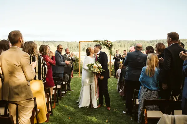 Wedding moment at Pacific Northwest celebration. Lovely Events.